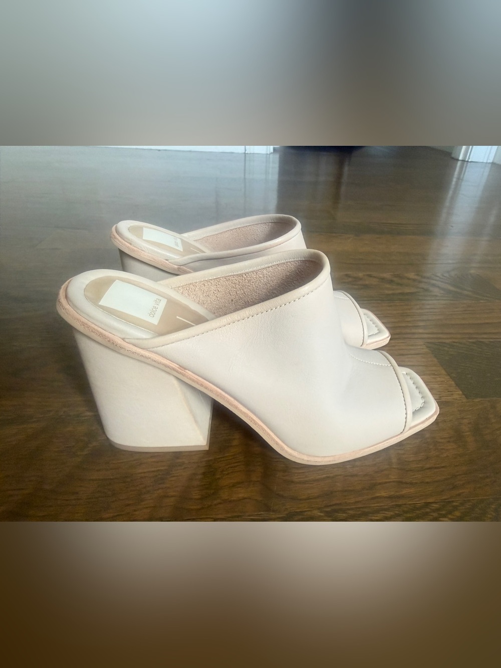 Dolce Vita Cream Open-Toe Block Heel Mules